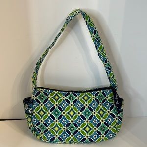 VERA BRADLEY GREEN AND BLUE FLORAL SMALL HAND BAG